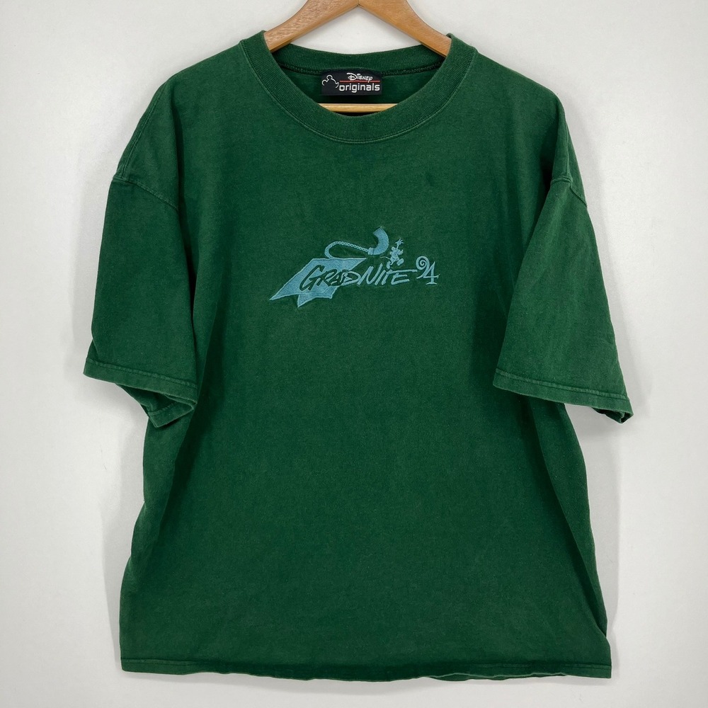 Vintage Disney Originals Mens Green Grad Nite 1994 Embroidered T-Shirt L/XL USA